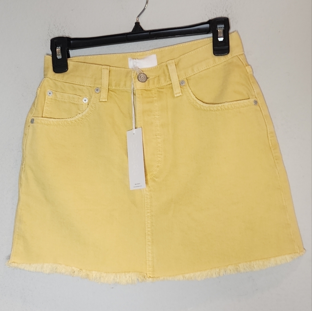 NWT Boyish Yellow Denim Button Fly Corey Mini skirt. Women's size 25.